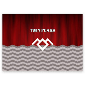 Поздравительная открытка с принтом Twin Peaks в Тюмени, 100% бумага | плотность бумаги 280 г/м2, матовая, на обратной стороне линовка и место для марки
 | Тематика изображения на принте: twin peaks | арт | лого | полосы | сериал | твин пикс | текстура | фильмы