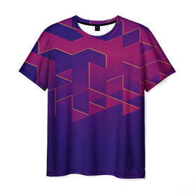 Мужская футболка 3D с принтом Absraction night в Тюмени, 100% полиэфир | прямой крой, круглый вырез горловины, длина до линии бедер | abstraction | pattern | triangle | абстракция | кубики | текстуры | треугольники