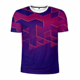 Мужская футболка 3D спортивная с принтом Absraction night в Тюмени, 100% полиэстер с улучшенными характеристиками | приталенный силуэт, круглая горловина, широкие плечи, сужается к линии бедра | abstraction | pattern | triangle | абстракция | кубики | текстуры | треугольники