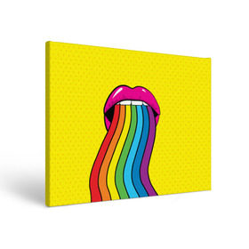 Холст прямоугольный с принтом Pop art в Тюмени, 100% ПВХ |  | Тематика изображения на принте: fun | lip color | mouth | pop art | rainbow | reggae | spectrum | style | summer | teeth | yellow | веселье | губы | желтый | зубы | лето | поп арт | радуга | рот | спектр | стиль | цвет