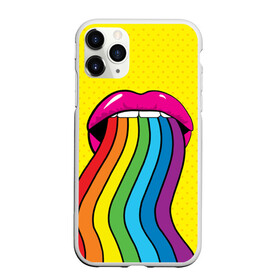 Чехол для iPhone 11 Pro матовый с принтом Pop art в Тюмени, Силикон |  | Тематика изображения на принте: fun | lip color | mouth | pop art | rainbow | reggae | spectrum | style | summer | teeth | yellow | веселье | губы | желтый | зубы | лето | поп арт | радуга | рот | спектр | стиль | цвет