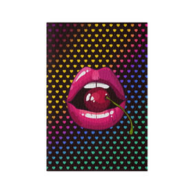 Обложка для паспорта матовая кожа с принтом Pop art в Тюмени, натуральная матовая кожа | размер 19,3 х 13,7 см; прозрачные пластиковые крепления | Тематика изображения на принте: cherry | colorful | fashion | funny | gesture | lips | lipstick | makeup | mouth | pop art | rainbow | style | веселый | вишенка | вишня | губы | жест | зубы | клубный | любовь | макияж | мода | помада | поп арт | прикольный | радуга | рот | стиль | страс