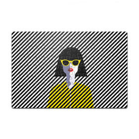 Пазл магнитный 126 элементов с принтом Pop art girl в Тюмени, полимерный материал с магнитным слоем | 126 деталей, размер изделия —  180*270 мм | Тематика изображения на принте: abstraction | bright | color | fashion | hair | lines | lips | pop art | rack | red | style | yellow | абстракция | губы | желтый | каре | красный | линии | мода | очки | поп арт | прическа | стиль | цвет | яркий