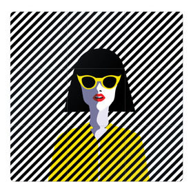 Магнитный плакат 3Х3 с принтом Pop art girl в Тюмени, Полимерный материал с магнитным слоем | 9 деталей размером 9*9 см | abstraction | bright | color | fashion | hair | lines | lips | pop art | rack | red | style | yellow | абстракция | губы | желтый | каре | красный | линии | мода | очки | поп арт | прическа | стиль | цвет | яркий