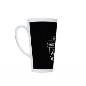 Кружка Латте с принтом Twin Peaks Coffee в Тюмени, Белая керамика | Объем 480 мл; Высота 150 мм; Диаметр 90 мм | Тематика изображения на принте: twin peaks | арт | купер | сериал | твин пикс | фильмы | черно белые