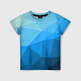 Детская футболка 3D с принтом geometric blue в Тюмени, 100% гипоаллергенный полиэфир | прямой крой, круглый вырез горловины, длина до линии бедер, чуть спущенное плечо, ткань немного тянется | abstraction | абстракция | геометрия | грани | линии | полигоны | розовый | сочетания | текстура | треугольники
