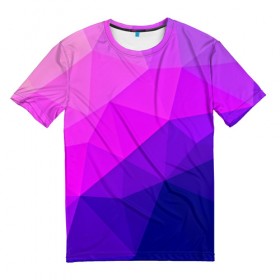 Мужская футболка 3D с принтом Geometrica в Тюмени, 100% полиэфир | прямой крой, круглый вырез горловины, длина до линии бедер | abstraction | абстракция | геометрия | грани | линии | полигоны | розовый | сочетания | текстура | треугольники