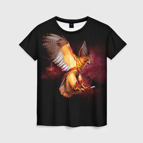 Женская футболка 3D с принтом Fantasy bird в Тюмени, 100% полиэфир ( синтетическое хлопкоподобное полотно) | прямой крой, круглый вырез горловины, длина до линии бедер | game | беркут | игра | игрок | лук и стрелы | орёл | птица | сокол | фэнтези
