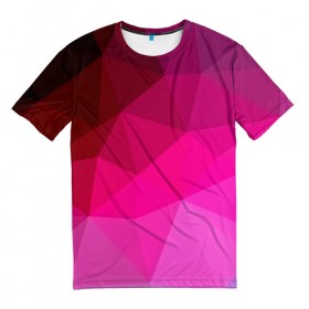 Мужская футболка 3D с принтом Pink Polygon в Тюмени, 100% полиэфир | прямой крой, круглый вырез горловины, длина до линии бедер | 