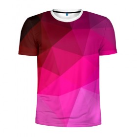 Мужская футболка 3D спортивная с принтом Pink Polygon в Тюмени, 100% полиэстер с улучшенными характеристиками | приталенный силуэт, круглая горловина, широкие плечи, сужается к линии бедра | 