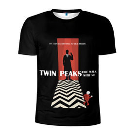 Мужская футболка 3D спортивная с принтом Twin Peaks в Тюмени, 100% полиэстер с улучшенными характеристиками | приталенный силуэт, круглая горловина, широкие плечи, сужается к линии бедра | Тематика изображения на принте: twin peaks | агент дейл  купер | арт | сериал | твин пикс | фильмы