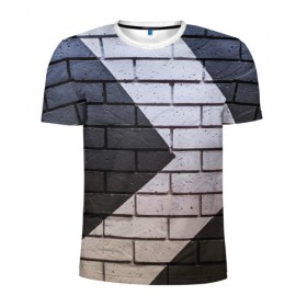 Мужская футболка 3D спортивная с принтом Стена в Тюмени, 100% полиэстер с улучшенными характеристиками | приталенный силуэт, круглая горловина, широкие плечи, сужается к линии бедра | кирпич | стена | стенка | стрела