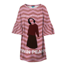 Детское платье 3D с принтом Твин Пикс в Тюмени, 100% полиэстер | прямой силуэт, чуть расширенный к низу. Круглая горловина, на рукавах — воланы | Тематика изображения на принте: twin peaks | арт | сериал | твин пикс | фильмы
