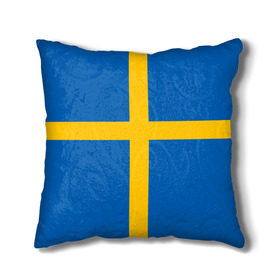 Подушка 3D с принтом Флаг Швеции в Тюмени, наволочка – 100% полиэстер, наполнитель – холлофайбер (легкий наполнитель, не вызывает аллергию). | состоит из подушки и наволочки. Наволочка на молнии, легко снимается для стирки | flag | sverige | sweden | флаг | швеция