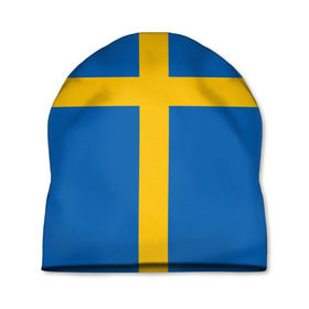 Шапка 3D с принтом Флаг Швеции в Тюмени, 100% полиэстер | универсальный размер, печать по всей поверхности изделия | flag | sverige | sweden | флаг | швеция