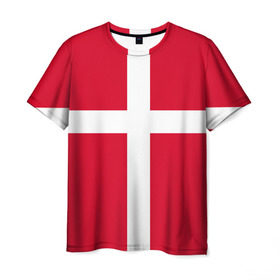 Мужская футболка 3D с принтом Флаг Дании в Тюмени, 100% полиэфир | прямой крой, круглый вырез горловины, длина до линии бедер | danmark | denmark | flag | дания | флаг