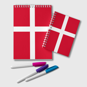 Блокнот с принтом Флаг Дании в Тюмени, 100% бумага | 48 листов, плотность листов — 60 г/м2, плотность картонной обложки — 250 г/м2. Листы скреплены удобной пружинной спиралью. Цвет линий — светло-серый
 | danmark | denmark | flag | дания | флаг