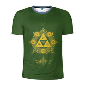 Мужская футболка 3D спортивная с принтом The Legend of Zelda в Тюмени, 100% полиэстер с улучшенными характеристиками | приталенный силуэт, круглая горловина, широкие плечи, сужается к линии бедра | breath of the wild | зельда | земля хайрул | линк