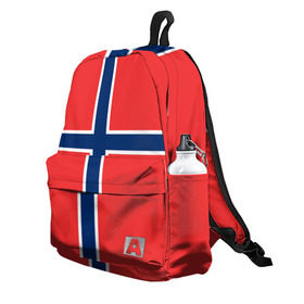 Рюкзак 3D с принтом Флаг Норвегии в Тюмени, 100% полиэстер | лямки с регулируемой длиной, сверху петелька, чтобы рюкзак можно было повесить на вешалку. Основное отделение закрывается на молнию, как и внешний карман. Внутри два дополнительных кармана, один из которых закрывается на молнию. По бокам два дополнительных кармашка | flag | norge | norway | норвегия | флаг