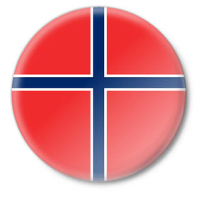 Значок с принтом Флаг Норвегии в Тюмени,  металл | круглая форма, металлическая застежка в виде булавки | Тематика изображения на принте: flag | norge | norway | норвегия | флаг