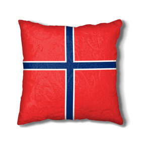 Подушка 3D с принтом Флаг Норвегии в Тюмени, наволочка – 100% полиэстер, наполнитель – холлофайбер (легкий наполнитель, не вызывает аллергию). | состоит из подушки и наволочки. Наволочка на молнии, легко снимается для стирки | flag | norge | norway | норвегия | флаг