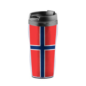 Термокружка-непроливайка с принтом Флаг Норвегии в Тюмени, внутренняя часть — пищевой пластик, наружная часть — прозрачный пластик, между ними — полиграфическая вставка с рисунком | объем — 350 мл, герметичная крышка | flag | norge | norway | норвегия | флаг