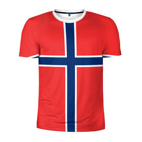 Мужская футболка 3D спортивная с принтом Флаг Норвегии в Тюмени, 100% полиэстер с улучшенными характеристиками | приталенный силуэт, круглая горловина, широкие плечи, сужается к линии бедра | flag | norge | norway | норвегия | флаг