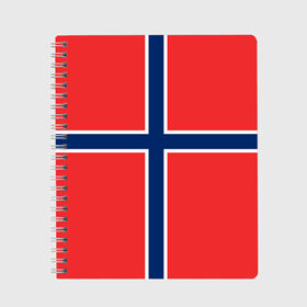 Тетрадь с принтом Флаг Норвегии в Тюмени, 100% бумага | 48 листов, плотность листов — 60 г/м2, плотность картонной обложки — 250 г/м2. Листы скреплены сбоку удобной пружинной спиралью. Уголки страниц и обложки скругленные. Цвет линий — светло-серый
 | flag | norge | norway | норвегия | флаг