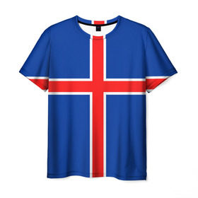 Мужская футболка 3D с принтом Флаг Исландии в Тюмени, 100% полиэфир | прямой крой, круглый вырез горловины, длина до линии бедер | flag | iceland | island | исландия | флаг