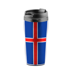Термокружка-непроливайка с принтом Флаг Исландии в Тюмени, внутренняя часть — пищевой пластик, наружная часть — прозрачный пластик, между ними — полиграфическая вставка с рисунком | объем — 350 мл, герметичная крышка | flag | iceland | island | исландия | флаг