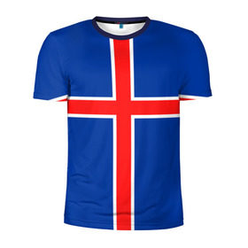 Мужская футболка 3D спортивная с принтом Флаг Исландии в Тюмени, 100% полиэстер с улучшенными характеристиками | приталенный силуэт, круглая горловина, широкие плечи, сужается к линии бедра | Тематика изображения на принте: flag | iceland | island | исландия | флаг
