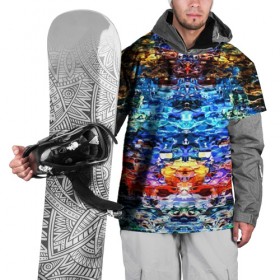 Накидка на куртку 3D с принтом Психоделика в Тюмени, 100% полиэстер |  | Тематика изображения на принте: глитч | глич | линии | полосы | разноцветный