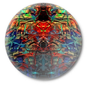 Значок с принтом psychedelic в Тюмени,  металл | круглая форма, металлическая застежка в виде булавки | Тематика изображения на принте: abstraction | color | spray | абстракция | волны | краска | краски | линии | оптические | полосы | разводы | узоры | фрактал | цветные