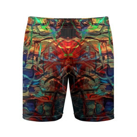 Мужские шорты 3D спортивные с принтом psychedelic в Тюмени,  |  | abstraction | color | spray | абстракция | волны | краска | краски | линии | оптические | полосы | разводы | узоры | фрактал | цветные