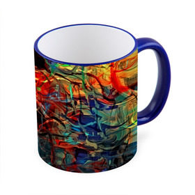 Кружка 3D с принтом psychedelic в Тюмени, керамика | ёмкость 330 мл | abstraction | color | spray | абстракция | волны | краска | краски | линии | оптические | полосы | разводы | узоры | фрактал | цветные
