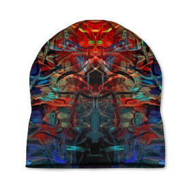 Шапка 3D с принтом psychedelic в Тюмени, 100% полиэстер | универсальный размер, печать по всей поверхности изделия | abstraction | color | spray | абстракция | волны | краска | краски | линии | оптические | полосы | разводы | узоры | фрактал | цветные