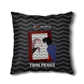 Подушка 3D с принтом TWIN PEAKS в Тюмени, наволочка – 100% полиэстер, наполнитель – холлофайбер (легкий наполнитель, не вызывает аллергию). | состоит из подушки и наволочки. Наволочка на молнии, легко снимается для стирки | Тематика изображения на принте: twin peaks | агент купер | арт | сериал | твин пикс | фильмы