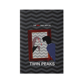 Обложка для паспорта матовая кожа с принтом TWIN PEAKS в Тюмени, натуральная матовая кожа | размер 19,3 х 13,7 см; прозрачные пластиковые крепления | Тематика изображения на принте: twin peaks | агент купер | арт | сериал | твин пикс | фильмы