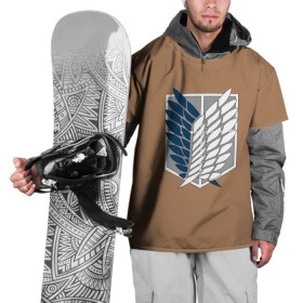 Накидка на куртку 3D с принтом Атака Титанов (эмблема) #3 в Тюмени, 100% полиэстер |  | attack on titan | shingeki no kyojin | атака титанов | белый | коричневый | серый | синий | эмблема разведчиков