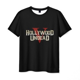 Мужская футболка 3D с принтом Hollywood Undead в Тюмени, 100% полиэфир | прямой крой, круглый вырез горловины, длина до линии бедер | five | hollywood undead | v