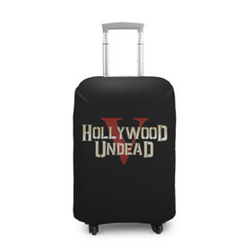 Чехол для чемодана 3D с принтом Hollywood Undead в Тюмени, 86% полиэфир, 14% спандекс | двустороннее нанесение принта, прорези для ручек и колес | five | hollywood undead | v
