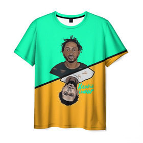 Мужская футболка 3D с принтом Kendrick Lamar в Тюмени, 100% полиэфир | прямой крой, круглый вырез горловины, длина до линии бедер | k dot | kendrick lamar | дакворт | двуликий | карта | картинка | кендрик | король | король хип хопа | ламар | лицо | музыкант | певец | репер | рисунок | хип хоп