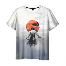Мужская футболка 3D с принтом Японский самурай в Тюмени, 100% полиэфир | прямой крой, круглый вырез горловины, длина до линии бедер | ниндзя | самурай | япония