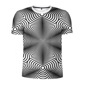 Мужская футболка 3D спортивная с принтом Оптический pattern в Тюмени, 100% полиэстер с улучшенными характеристиками | приталенный силуэт, круглая горловина, широкие плечи, сужается к линии бедра | абстракция | волны | линии | оптические | полосы | разводы | узоры | фрактал