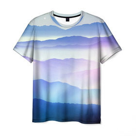 Мужская футболка 3D с принтом Сияние гор в Тюмени, 100% полиэфир | прямой крой, круглый вырез горловины, длина до линии бедер | Тематика изображения на принте: горы | пейзаж