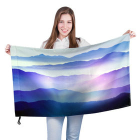 Флаг 3D с принтом Сияние гор в Тюмени, 100% полиэстер | плотность ткани — 95 г/м2, размер — 67 х 109 см. Принт наносится с одной стороны | Тематика изображения на принте: горы | пейзаж