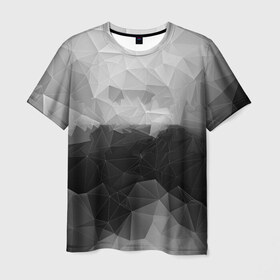 Мужская футболка 3D с принтом Polygon gray в Тюмени, 100% полиэфир | прямой крой, круглый вырез горловины, длина до линии бедер | abstraction | polygon | абстракция | грань | краски | кубик | кубики | линии | мозаика | ребро | текстура | узор