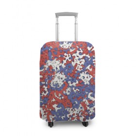 Чехол для чемодана 3D с принтом Бело-сине-красный камуфляж в Тюмени, 86% полиэфир, 14% спандекс | двустороннее нанесение принта, прорези для ручек и колес | белый | красный | милитари | паттрен | россия | синий | текстура | триколор | флаг