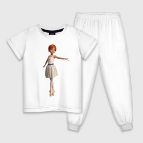 Детская пижама хлопок с принтом Балерина в Тюмени, 100% хлопок |  брюки и футболка прямого кроя, без карманов, на брюках мягкая резинка на поясе и по низу штанин
 | Тематика изображения на принте: балерина | виктор | камилла | одетта | опера | фелис