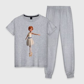 Женская пижама хлопок с принтом Балерина в Тюмени, 100% хлопок | брюки и футболка прямого кроя, без карманов, на брюках мягкая резинка на поясе и по низу штанин | балерина | виктор | камилла | одетта | опера | фелис